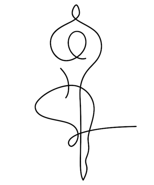 Yoga asana one line drawing Women body shape fitness workout concept Continuous art linear vector