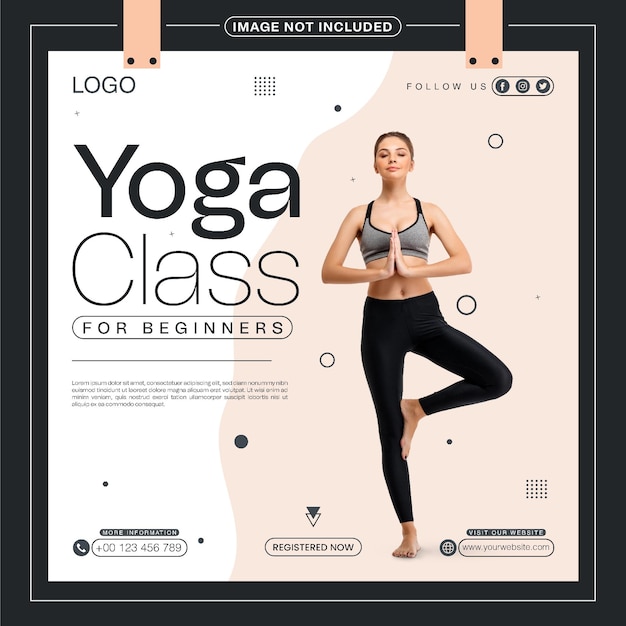 Yoga Class for Beginners social media post template design