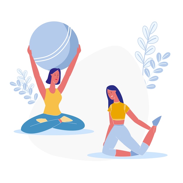 Yoga Class, Fitness Exercise Vector Illustration