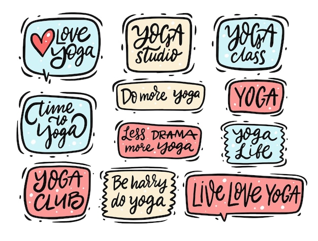 Yoga colorful text set