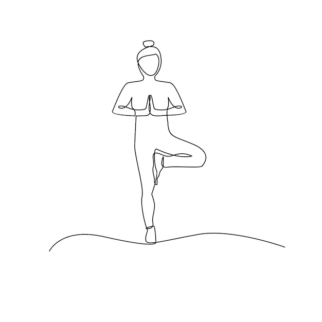 Yoga Continuous one line drawing