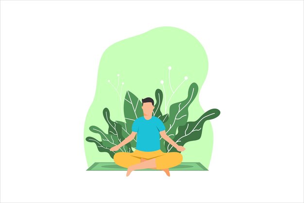 Vector yoga exercise flat design illustration