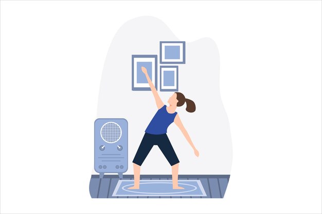 Vector yoga exercise flat design illustration