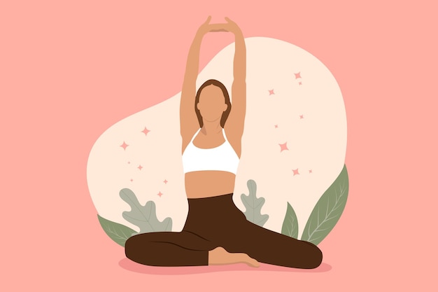 Vector yoga exercise flat design illustration