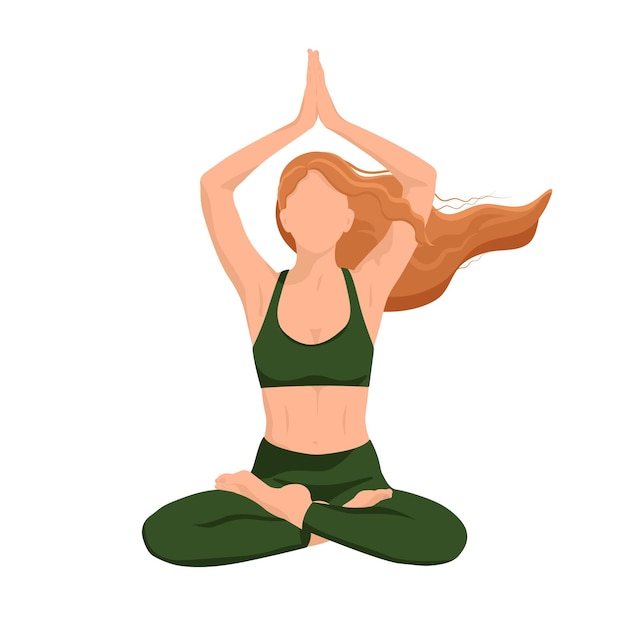 Yoga Faceless redhair girl in a lotus position