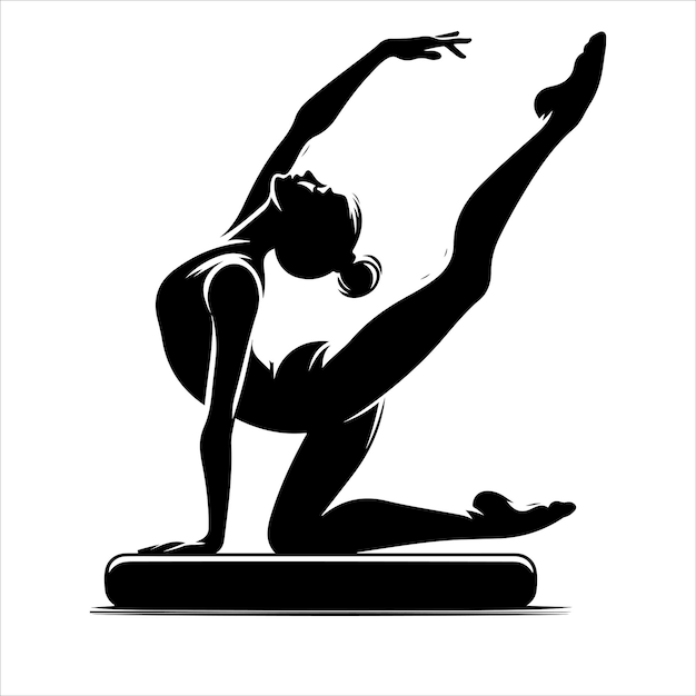 Yoga female Vector black gymnastics female silhouette