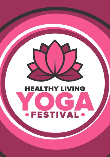 Vector yoga festival lotus flower harmony meditations fitness exercises balance of mind and body art