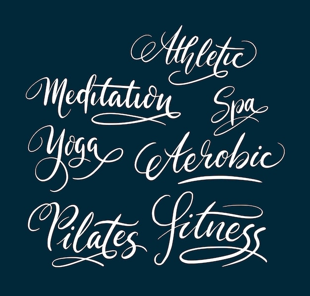 Yoga and fitness handwriting calligraphy