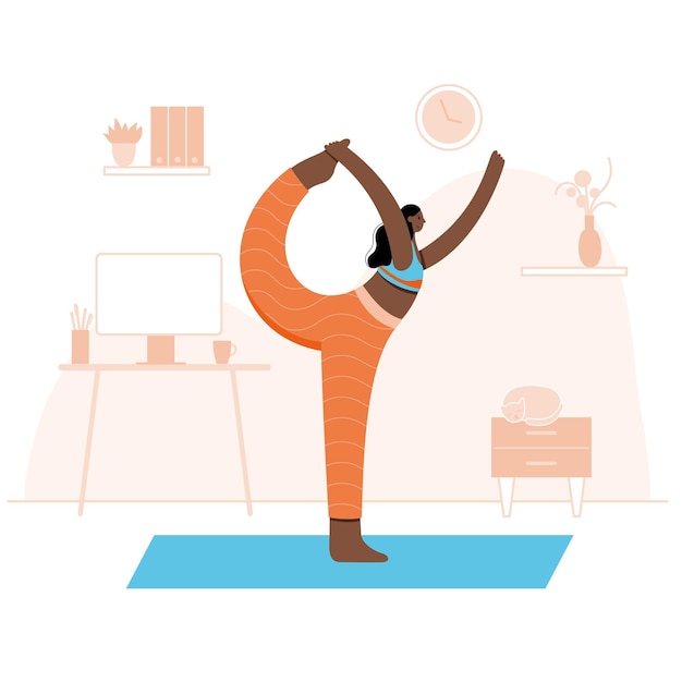 Yoga flat vector illustration Healthy lifestyle