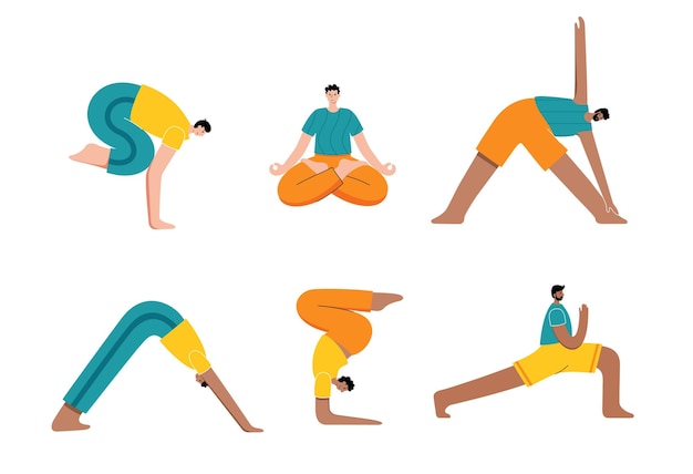 Yoga flat vector illustration Healthy lifestyle