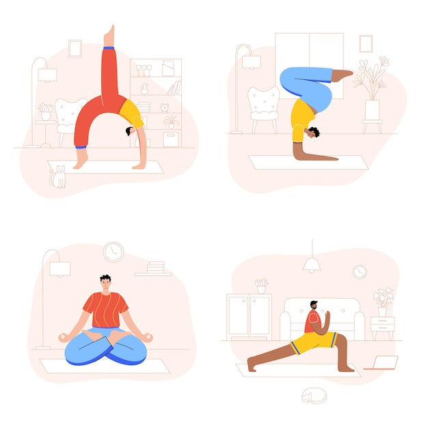 Yoga flat vector illustration Healthy lifestyle