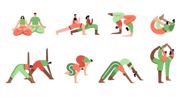 Vector yoga flat vector illustration healthy lifestyle