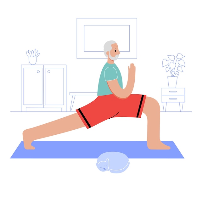 Yoga flat vector illustration Healthy lifestyle