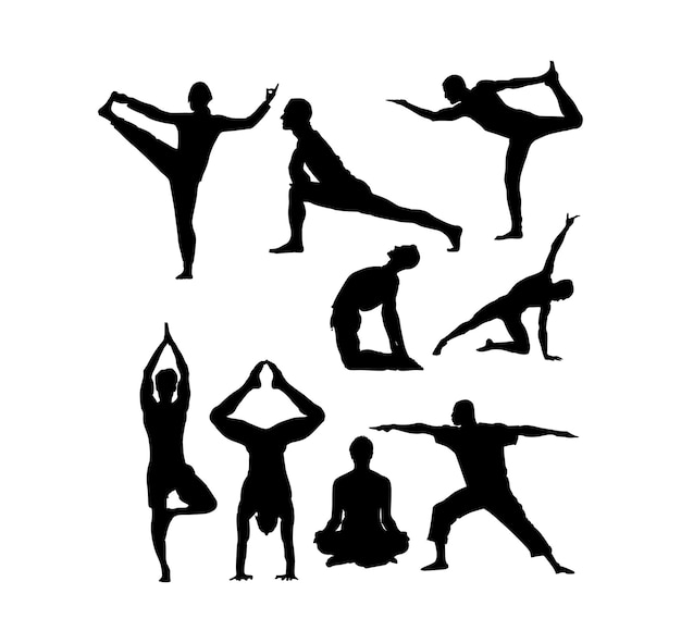 yoga flexible pose exercise silhouettes