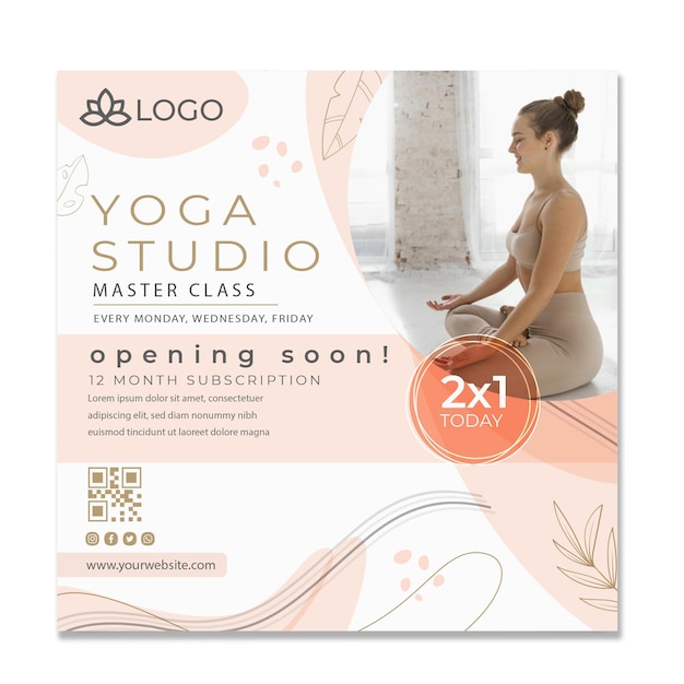 Yoga flyer template with photo