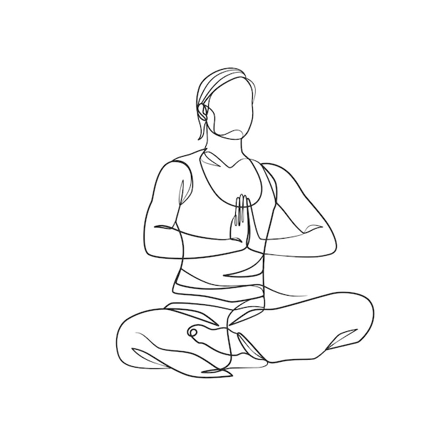 Yoga girl continuous line drawing minimalist design One line drawing of woman in yoga pose exercise