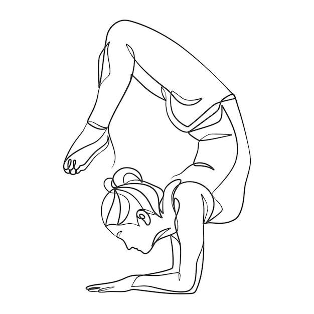 Yoga girl continuous line drawing minimalist design One line drawing of woman in yoga pose exercise