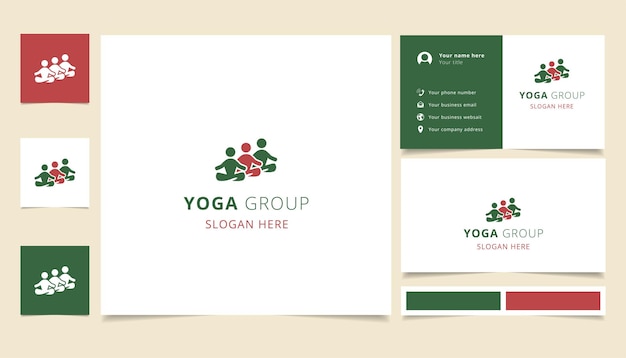 Yoga group logo design with editable slogan branding book