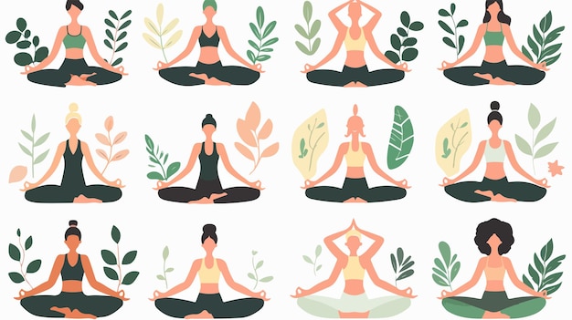 Yoga Illustrations Flat Vector Isolated on White Background