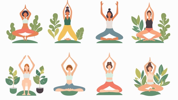 Yoga Illustrations Flat Vector Isolated on White Background