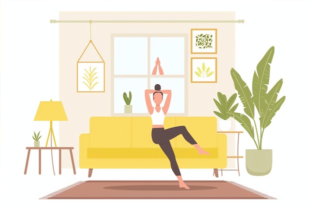 Yoga Living Room Stylish Illustration