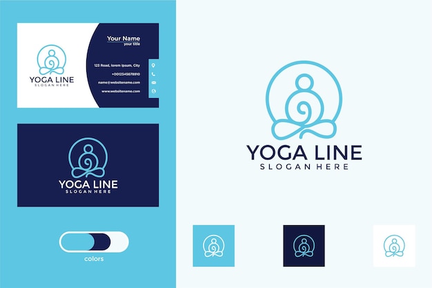 yoga logo design with line and business card style