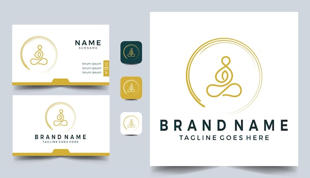 Yoga Logo template design with business card design