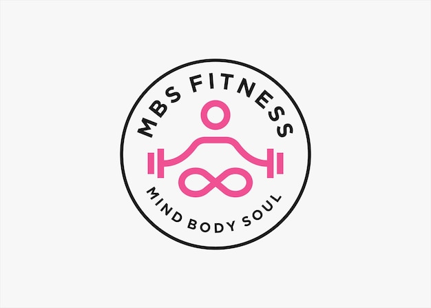 yoga logo with barbell vector silhouette illustration template