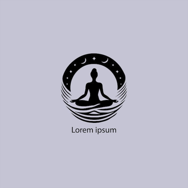 A yoga logo with lotus and a person doing white background