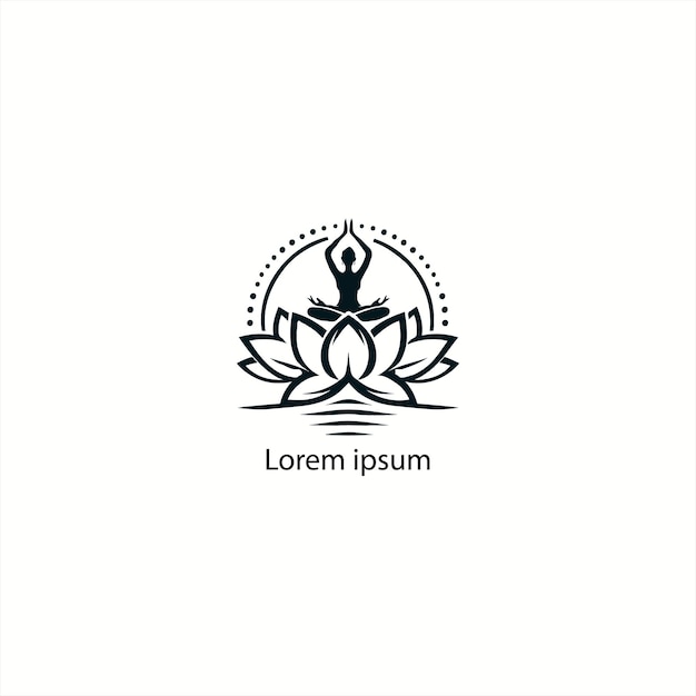 A yoga logo with lotus and a person doing white background