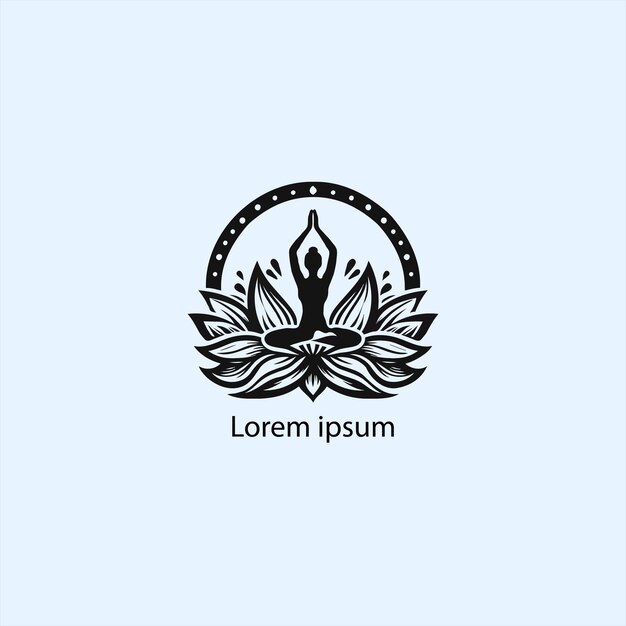 A yoga logo with lotus and a person doing white background