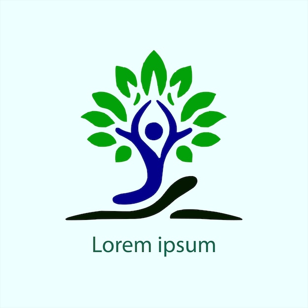 a yoga logo with a tree and a person doing yoga