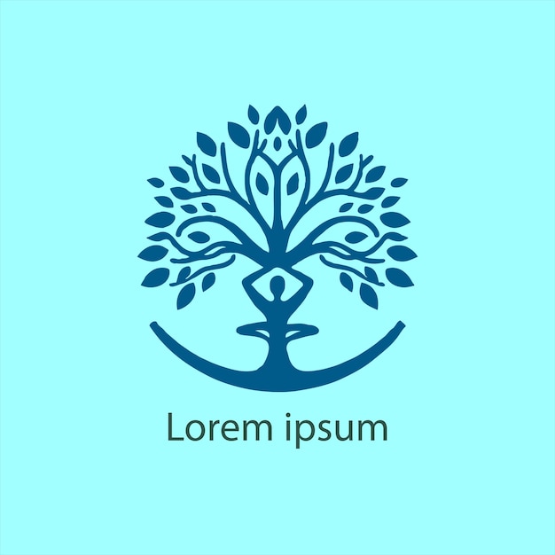 a yoga logo with a tree and a person doing yoga