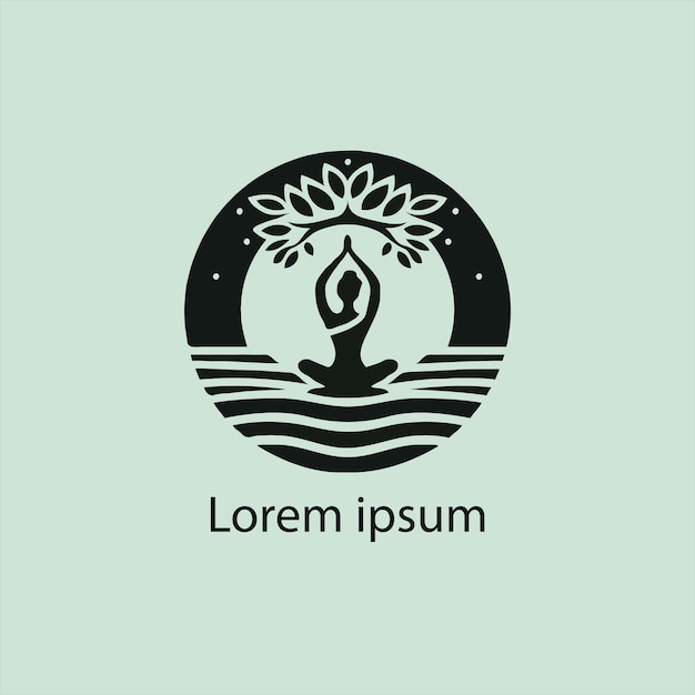 a yoga logo with a tree and a person doing yoga