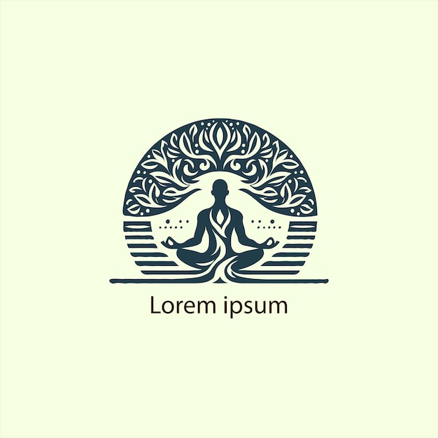 a yoga logo with a tree and a person doing yoga