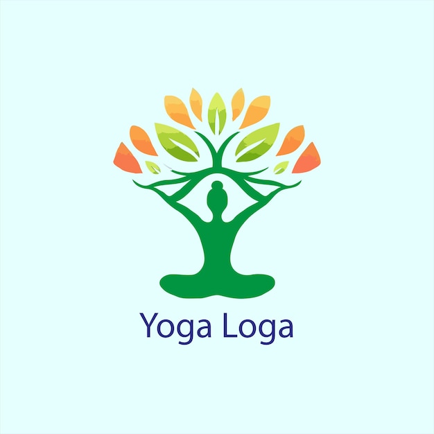 a yoga logo with a tree and a person doing yoga