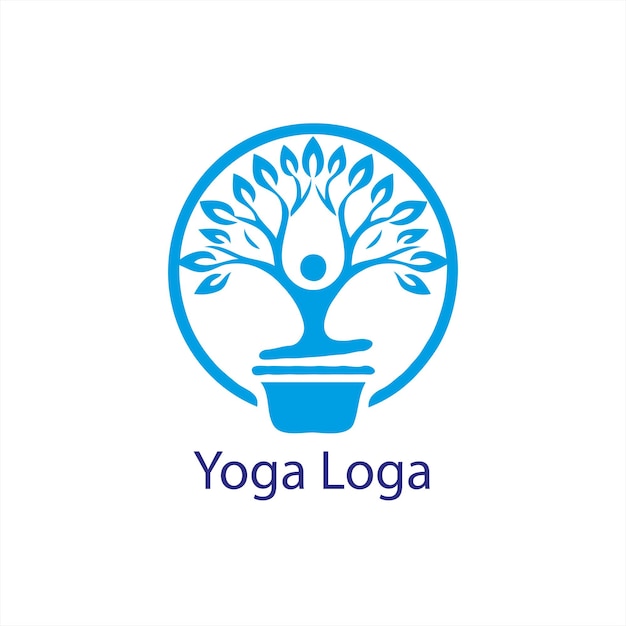 a yoga logo with a tree and a person doing yoga