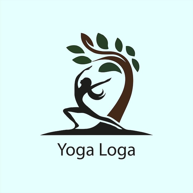 a yoga logo with a tree and a person doing yoga