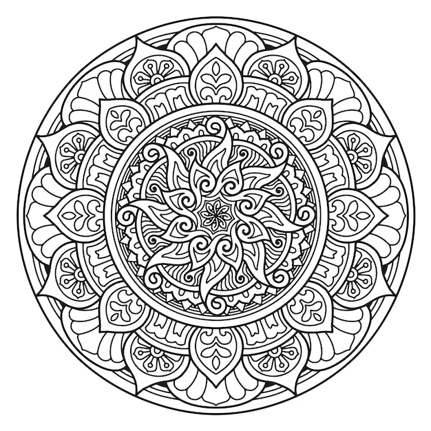 Yoga mandala design, coloring page adult or t-shirt design