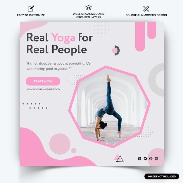 Yoga Meditation Instagram post web banner template vector Premium Vector