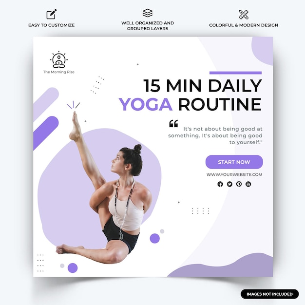 Yoga Meditation Instagram post web banner template vector Premium Vector