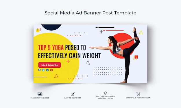 Yoga and Meditation social media Facebook Ad banner Post template premium vector