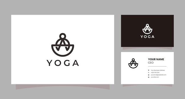 yoga pose abstract logo with business card