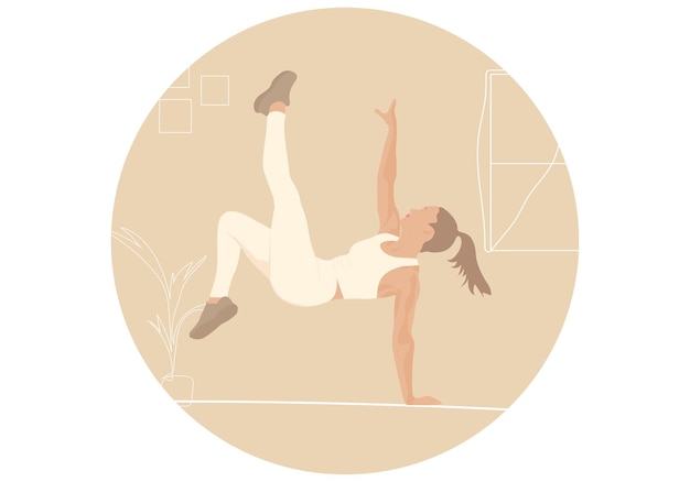 yoga pose illustration. the girl is doing fitness. vector illustration