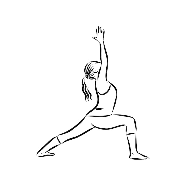 Yoga pose. Line drawing. Healthy life concept -Vector Illustration