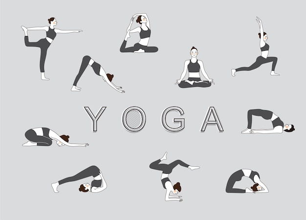 Yoga pose and Meditation Vector Illustration