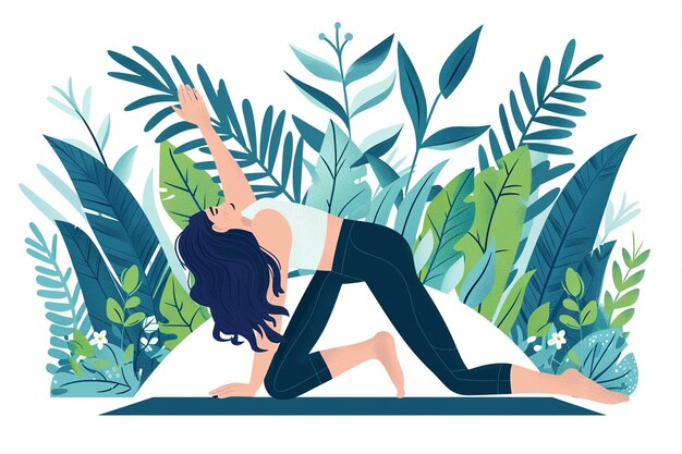 Yoga Pose Woman Flat Illustration