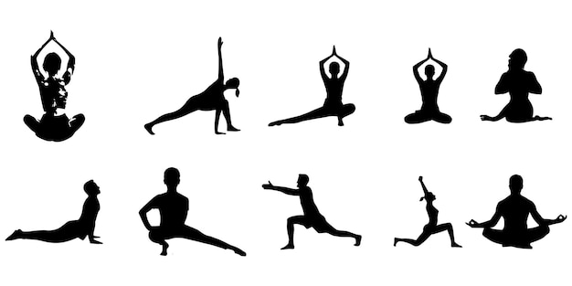 Yoga poses all different art design vector file