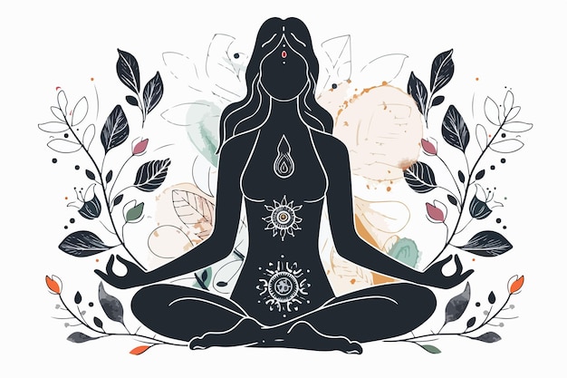 Yoga Practice and Reiki SelfHealing Clipart for Wellness and Meditation Concepts