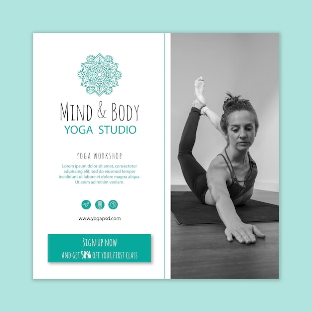 Yoga practice squared flyer template